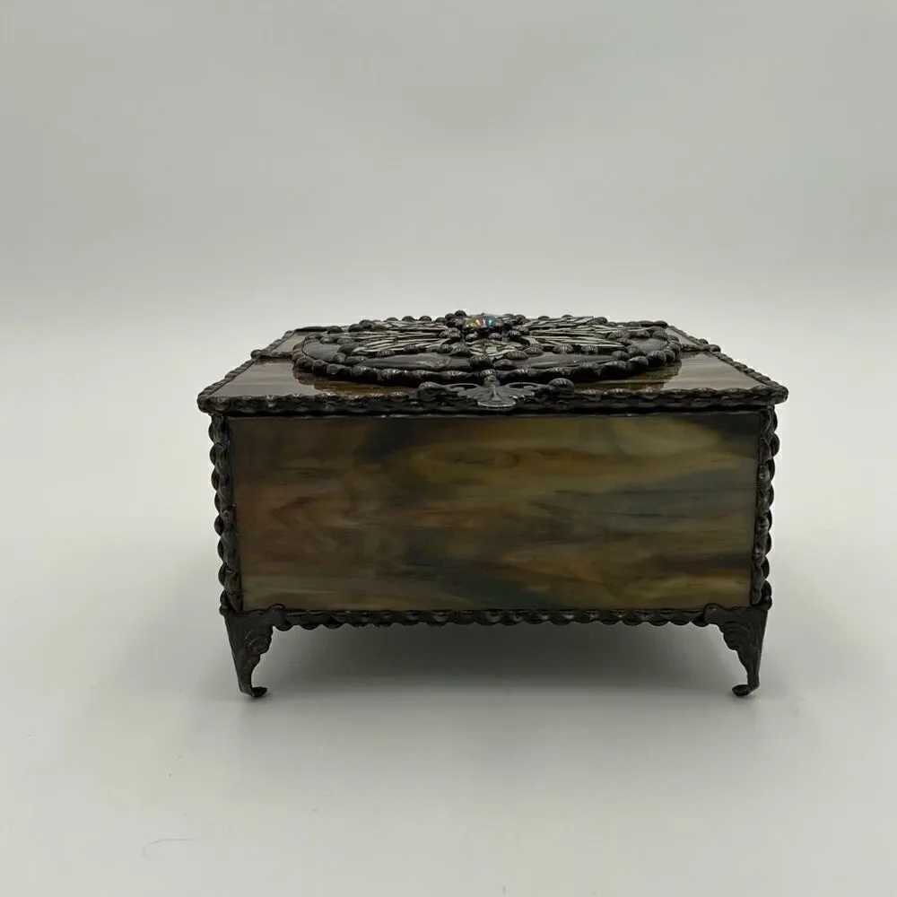 HANDCRAFTED Stained Glass Jewelry Box Keepsake Box